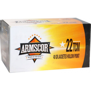 ARMSCOR Tcm Ammo 22 Tcm Jacketed Hollow Point 40 Grain 100 Rounds