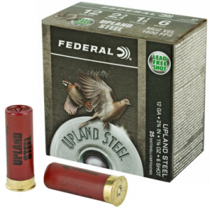FEDERAL Upland Steel 12 Gauge Steel Shot 1 1/8 Grain 6 Shot 25 Rounds