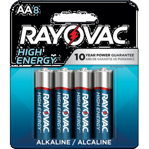 Rayovac 8158T03 AA HIGH ENERGY Alkaline Batteries Silver/Blue 1.5 Volts 2,700 mAh (8) Single Pack