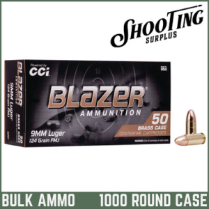 *FREE SHIPPING* CCI Blazer Brass Pistol Ammo 9mm Luger 124 gr. FMJ - CASE 1000 Rounds