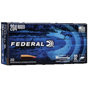 Federal Varmint & Predator Ammo 204 Ruger 32 gr. V-Max 20 rd.