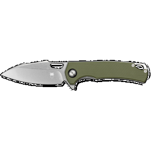 CobraTec Knives CTCLNHRBLK Wolverine 3.12" OTF Drop Point Plain Satin TiCN D2 Steel Blade, 4.25" Green Textured G10 Handle