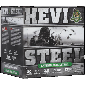 HEVI-Shot HS62035 HEVI-Steel Waterfowl 20Gauge 3" 1oz 3/5Shot 25 Per Box/10 Case
