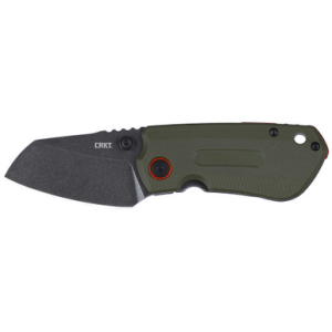 CRKT 6277 Overland Compact 2.24" Folding Plain Stonewashed D2 Steel Blade, Green w/Orange Accents G10/SS Handle, Includes Pocket Clip