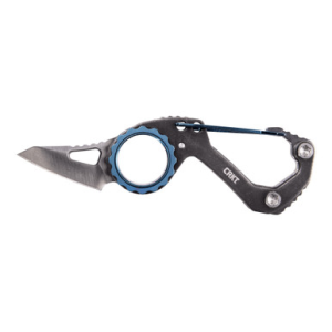 CRKT 9083 Compano 1.44" Folding Sheepsfoot Plain Satin 8Cr13MoV SS Blade/Black Stonewashed w/Blue Accents Stainless Steel Handle