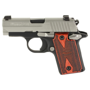 Sig Sauer P238 Two-Tone 380 ACP 2.70" 6/7 Rounds Stainless Bead Blast Slide Rosewood Grip