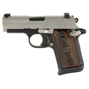 Sig Sauer P938 Two-Tone 9mm 3" 6/7 Rounds Stainless Bead Blast Slide Hogue Walnut Grip
