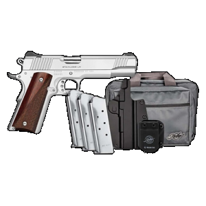 Kimber Mfg, Inc 3700852 Stainless LW Bundle 45 ACP 8+1 5" Match Grade Barrel, Stainless Steel Serrated Slide, Aluminum Frame