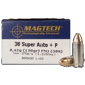 Magtech 38S Range/Training 38Super+P 130gr Full Metal Jacket 50 Per Box/20 Case