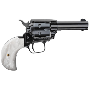 Heritage Heritage Rough Rider Revolver - Black | .22 LR / .22 WMR | 3.5" Barrel | 6rd | Altamont White Pearl Bird Head Grips - $163.40 at Shooting Surplus