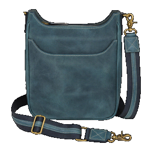 Gun Tote'n Mamas Crossbody Slim Satchel Concealed Carry Bag Buffalo Leather Blue