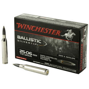 Winchester Ammo Winchester Ballistic Silvertip 25-06 Remington Polymer Tip 115 Grain 20 Rounds - $40.67 at Shooting Surplus