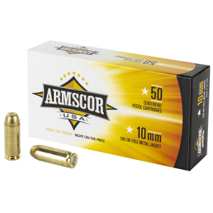 Armscor Armscor 10mm Pistol Ammo - 180 Grain | Full Metal Jacket | 50rd Box - $27.29 at Shooting Surplus