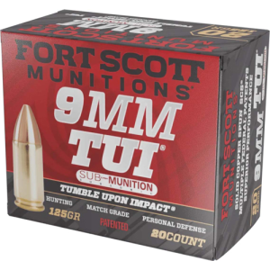Fort Scott Munitions Fort Scott Munitions 9MM125SCVSS Tumble Upon Impact (TUI) 9mmLuger Subsonic 125gr Solid Copper Spun 20 Rounds - $24.90 at Shooting Surplus