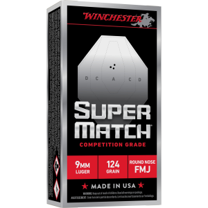 Winchester Winchester Super Match 9mm 124gr FMJ 50rd Box - $16.76 at Shooting Surplus