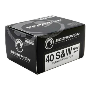 Scorpion Ammo Scorpion 40 S&W 180gr JHP 20rd Box - $14.61 at Shooting Surplus