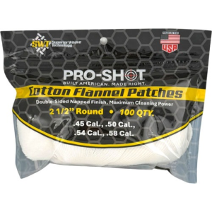 Pro-Shot Products Pro-Shot Cotton Flannel Patches 45-58 Cal 2.5" Round 100ct - $5.29 at Shooting Surplus