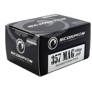 Scorpion Ammo Scorpion 357 Mag 158gr JHP 20rd Box - $16.32 at Shooting Surplus