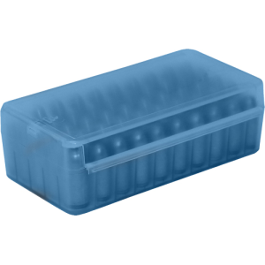 MTM Case-Gard P50SS9M24 Side-Slide Ammo Box Multi-Caliber Handgun Clear Blue Plastic 50rd