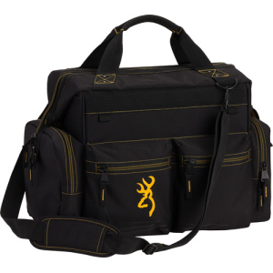 Browning 121095899 Black & Gold Shooter's Bag Black w/Buck Mark Logo Ripstop Polyester