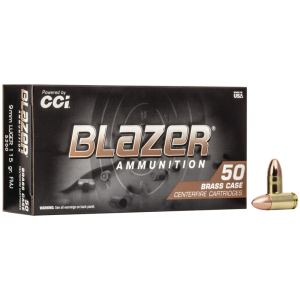 Blazer [PRIME] CCI Blazer Brass Pistol Ammo 9mm Luger 124 gr. FMJ Round Nose 50 rd. - $15.50 at Shooting Surplus