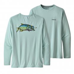 Patagonia Men's Long-Sleeved Capilene(R) Cool Daily Fish Graphic Shirt Chase: Atoll Blue L