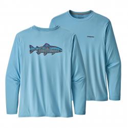 Patagonia Men's Long-Sleeved Capilene(R) Cool Daily Fish Graphic Shirt Sketched Fitz Roy Trout: Break Up Blue M
