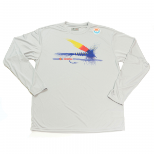 AvidMax Men CO Painted Trout Fly Long Sleeve Performance Tee MD Silver