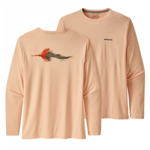 Patagonia Men's Long-Sleeved Capilene(R) Cool Daily Fish Graphic Shirt Poon Fly: Light Peach Sherbet M
