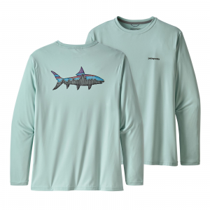 Patagonia Men's Long-Sleeved Capilene(R) Cool Daily Fish Graphic Shirt Sketched Fitz Roy Bonefish: Atoll Blue M