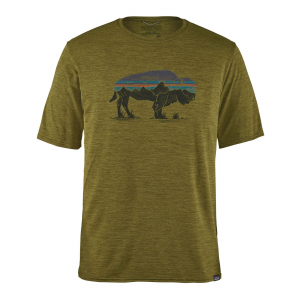 Patagonia Men's Capilene(R) Cool Daily Graphic Shirt Fitz Roy Bison: Willow Herb Green X-Dye XL