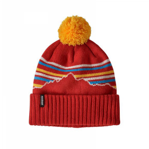 Image of Patagonia Powder Town Beanie Fitz Roy Retro Stripe Knit: Hot Ember