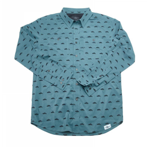 Image of RepYourWater Long Sleeve Fishing Shirt Side Channel Button Down XXL Navy/Turquoise