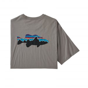 Image of Patagonia Men's Fitz Roy Smallmouth Organic T-Shirt Feather Grey Medium