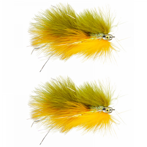 MFC Galloup's Barely Legal (Fish Skull) Olive/Yellow #1/0 2 pack