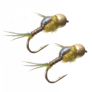 Image of Umpqua Micro Mayfly Olive Tungsten-Tarnished Gold Bead 18 - 2 Pack