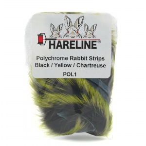 Image of Hareline Polychrome Rabbit Strips #1 Black / Yellow / Chartreuse