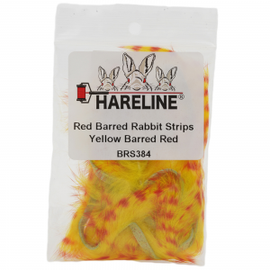 Image of Hareline Barred Rabbit Strips #384 Yellow Barred Red