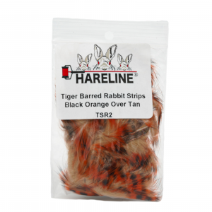 Image of Hareline Tiger Barred Rabbit Strips #2 Black Orange Over Tan