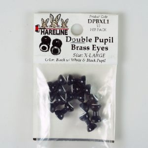 Image of Hareline Double Pupil Brass Eyes #1 Black with White and Black