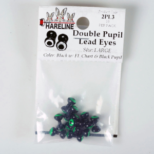 Image of Hareline Double Pupil Lead Eyes 3 Large Black W Fl Chart and Black