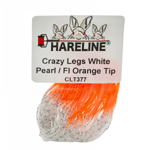 Image of Hareline Hot Tipped Crazy Legs #377 White Pearl/Fl Orange Tipped