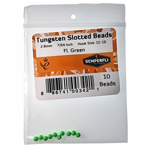 Image of Semperfli Tungsten Slotted Beads Fluoro 2.8mm (7/64 Inch) Green