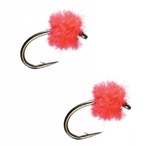 Umpqua Micro Egg Fluorcent Red Weighted Size 16 2 Pack