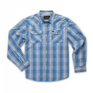 Image of Howler Brothers H Bar B Tech Longsleeve Panhandle Plaid: Deacon Blue M