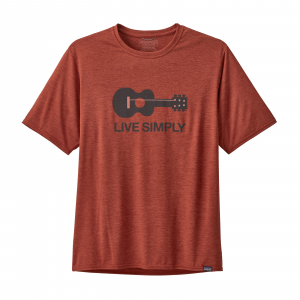 Image of Patagonia Men's Cap Cool Daily Graphic Shirt Live Simply Guitar: Roots Red X-Dye Large