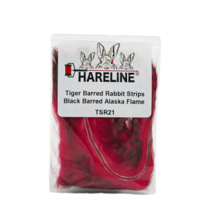 Image of Hareline Tiger Barred Rabbit Strips #21 Black Barred Alaska Flame