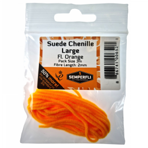 Image of Semperfli Fluoro Suede Chenille 2mm Large Orange