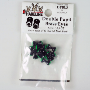 Image of Hareline Double Pupil Brass Eyes #3 Black with Fl Chart and Black