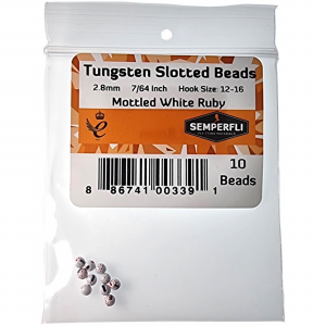 Image of Semperfli Tungsten Slotted Beads Mottled 2.8mm (7/64 Inch) White Ruby